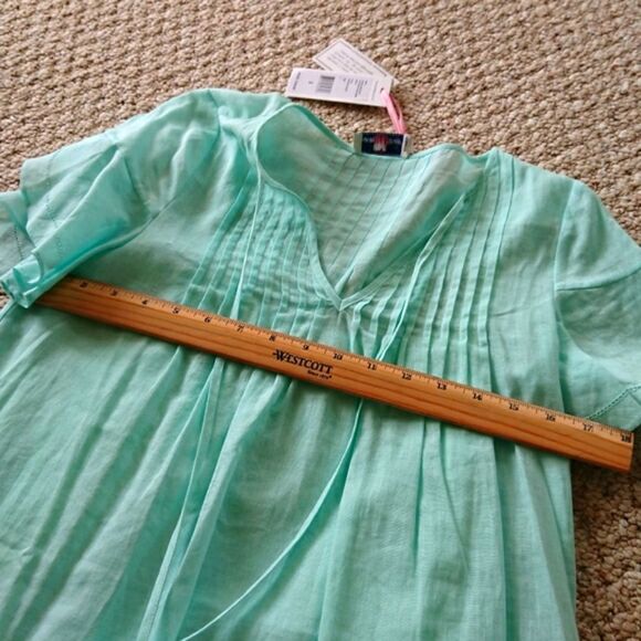 Vineyard Vines teal blue Flutter sleeve boho tassels dress - Picture 10 of 11